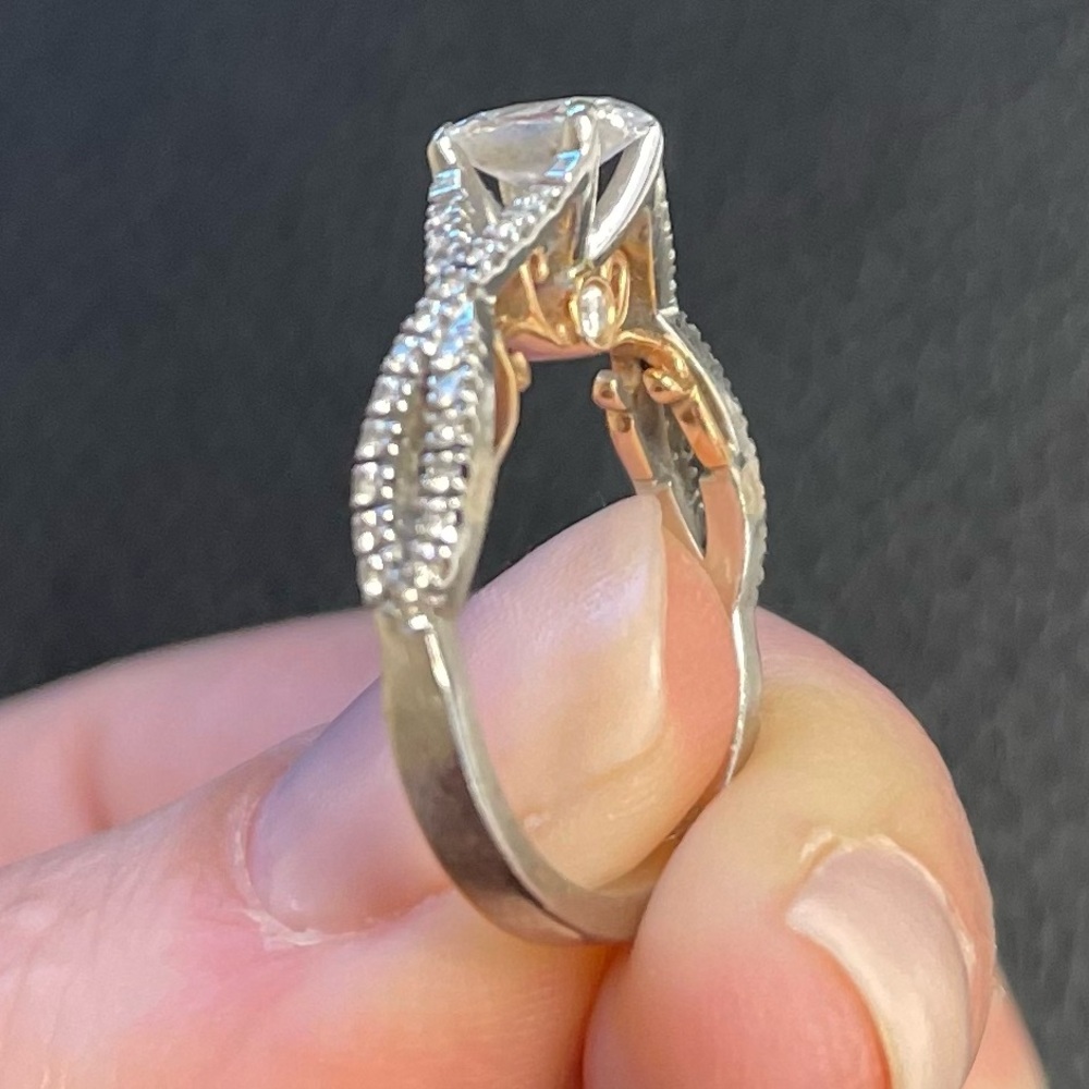 Diamond Oval Engagement Ring With Rose Gold Accents- Size 6 3/4